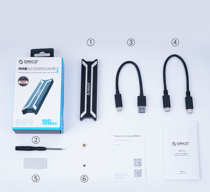 Box đựng ổ cứng M.2 NVME 2TB Type-C chuẩn USB3.1 Orico PBM2C3