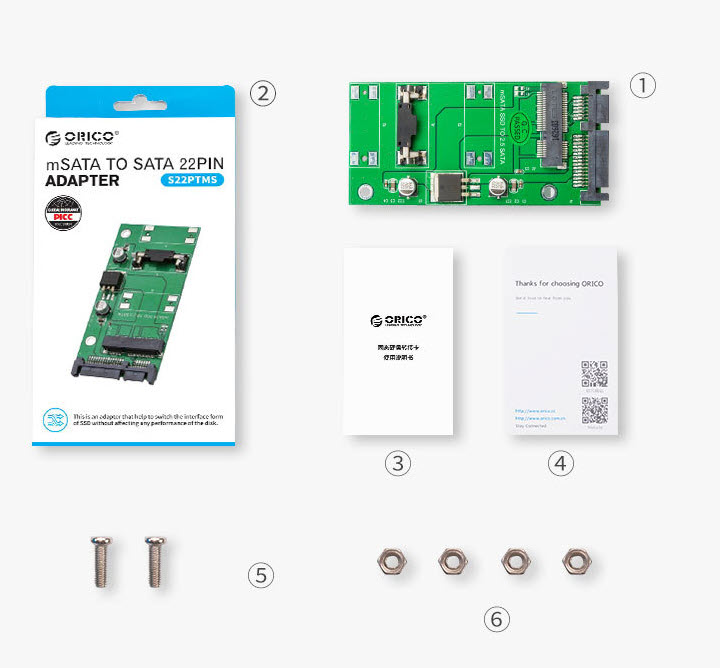 Card chuyển đổi mSata sang Sata3 22Pin Orico S22PTMS