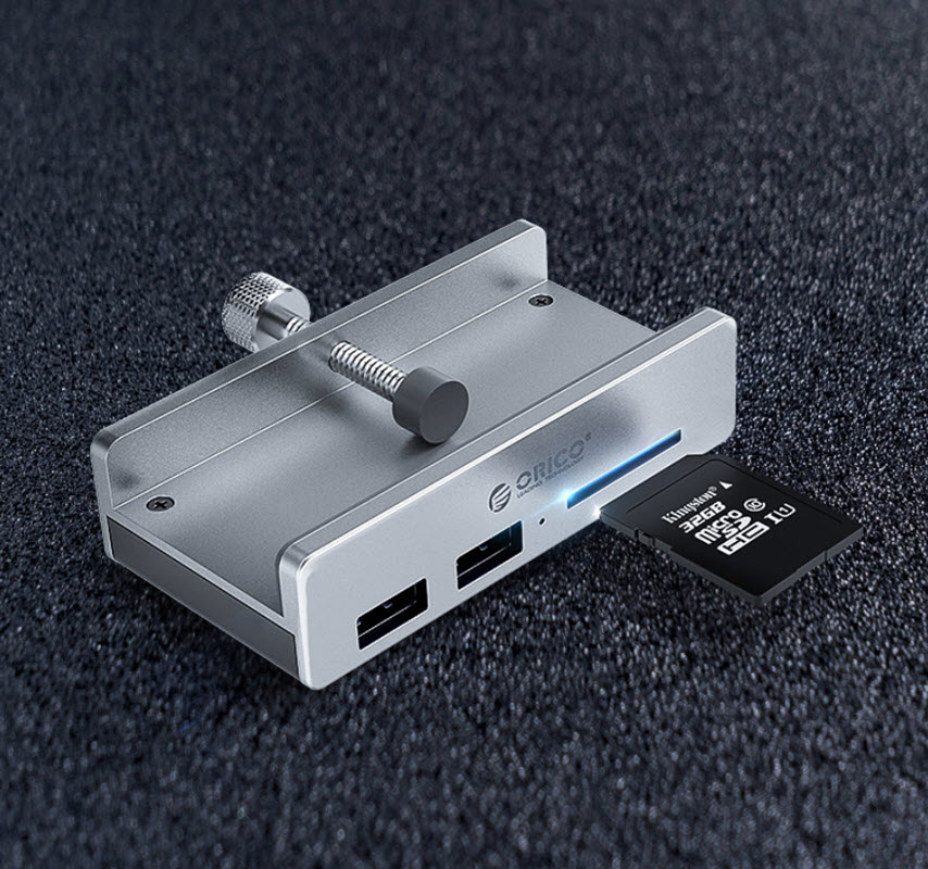 Hub bộ chia 2 cổng USB3.0 cổng đọc thẻ nhớ Orico MH2ACU3