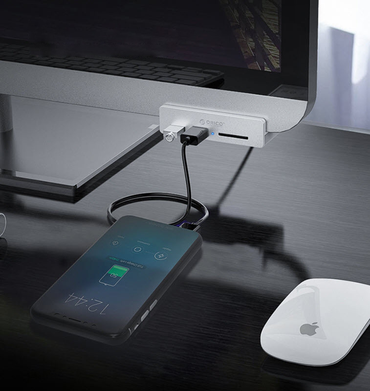 Hub bộ chia 2 cổng USB3.0 cổng đọc thẻ nhớ Orico MH2ACU3