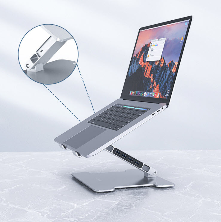 Giá đỡ laptop hợp kim nhôm kèm bộ chia USB Orico LSTT1