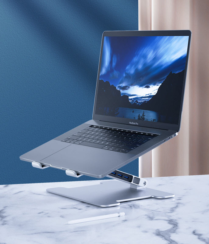 Giá đỡ laptop hợp kim nhôm kèm bộ chia USB Orico LSTT1