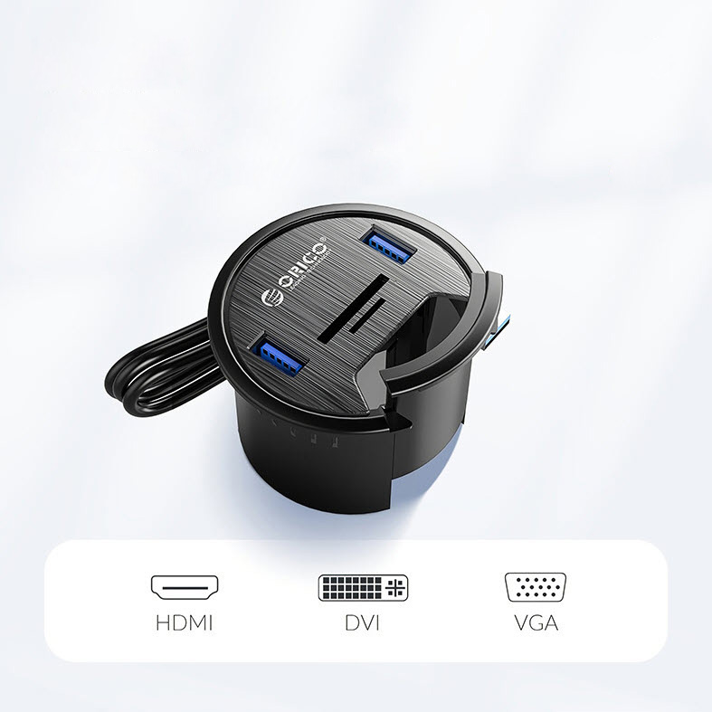 Hub bộ chia 2 cổng USB3.0 và đầu đọc thẻ nhớ âm bàn Orico DESK2UST