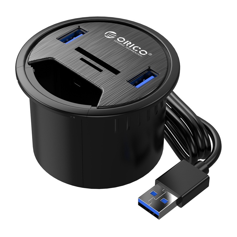 Hub bộ chia 2 cổng USB3.0 và đầu đọc thẻ nhớ âm bàn Orico DESK2UST