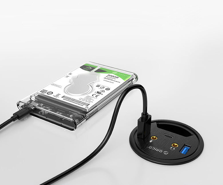 Hub bộ chia cổng USB3.0 jack audio microphone âm bàn Orico DESK2U1C
