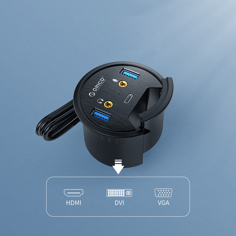Hub bộ chia cổng USB3.0 jack audio microphone âm bàn Orico DESK2U1C