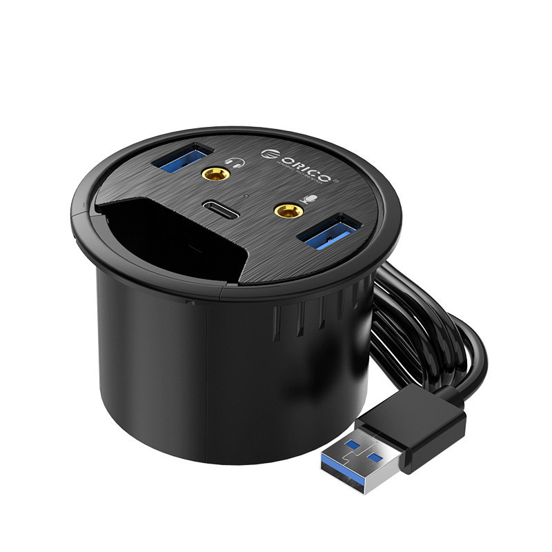 Hub bộ chia cổng USB3.0 jack audio microphone âm bàn Orico DESK2U1C