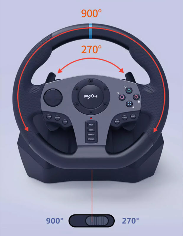 Vô lăng chơi game PXN V9 quay 900 độ hỗ trợ rung