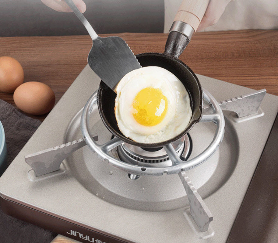 Chảo gang đáy bằng tay cầm gỗ 16cm OEM CY006