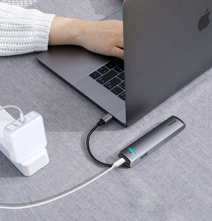 Docking Station Baseus CAHUB-J0G Type-C to HDMI/USB3.0/ RJ45 Ethernet/PD