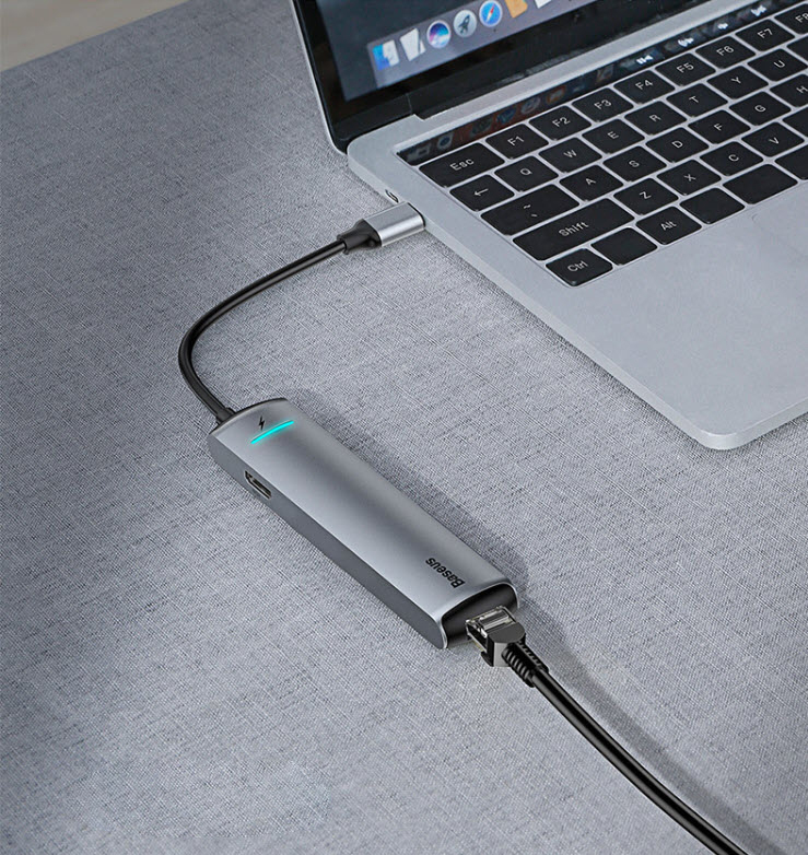Docking Station Baseus CAHUB-J0G Type-C to HDMI/USB3.0/ RJ45 Ethernet/PD