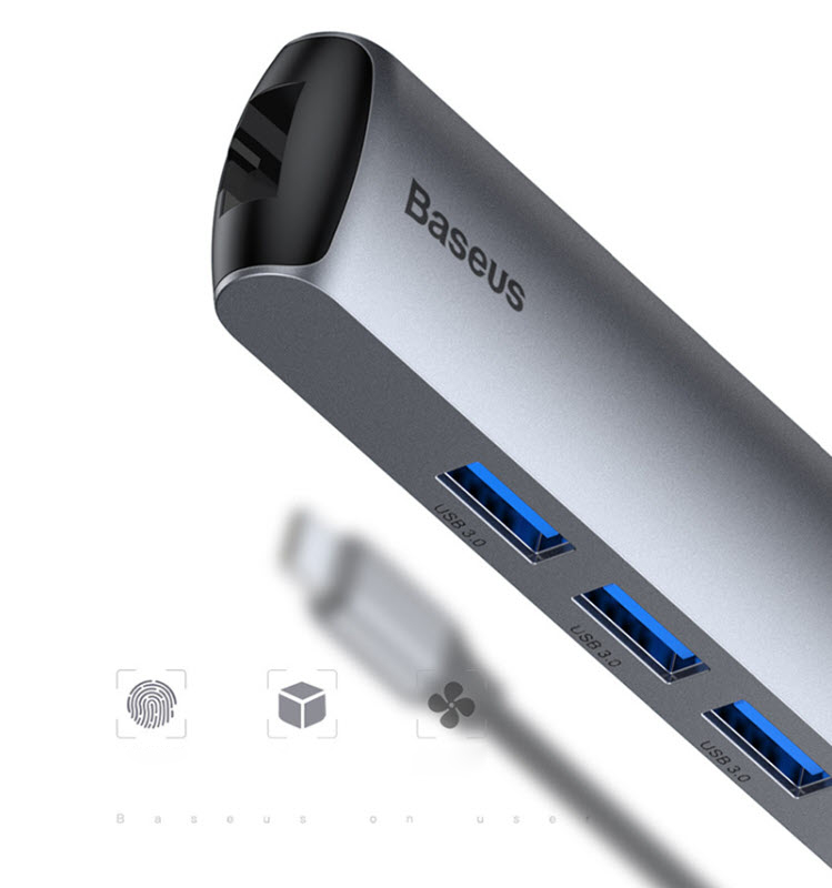 Docking Station Baseus CAHUB-J0G Type-C to HDMI/USB3.0/ RJ45 Ethernet/PD