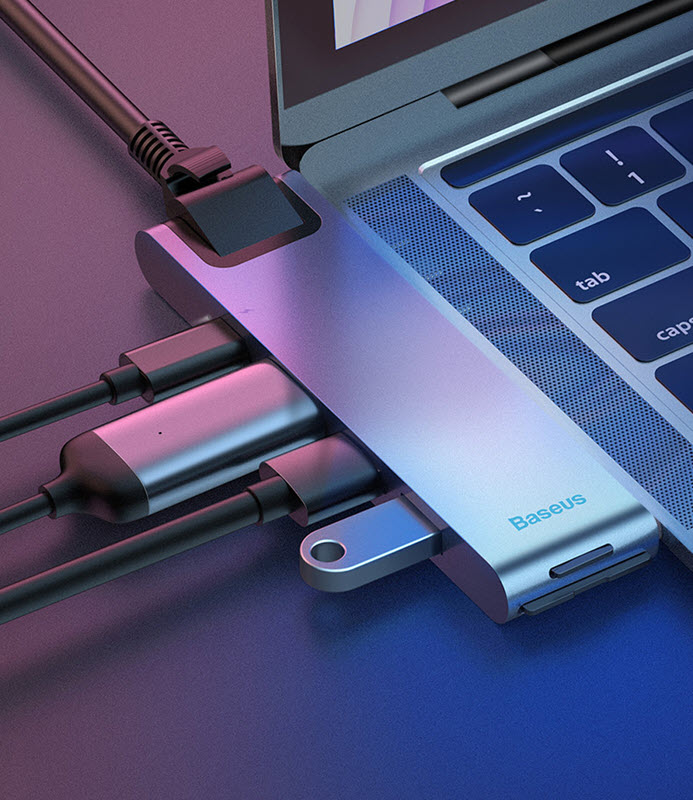 Docking Station Baseus Thunderbolt CAHUB-L0G cho Macbook Pro 7 in 1