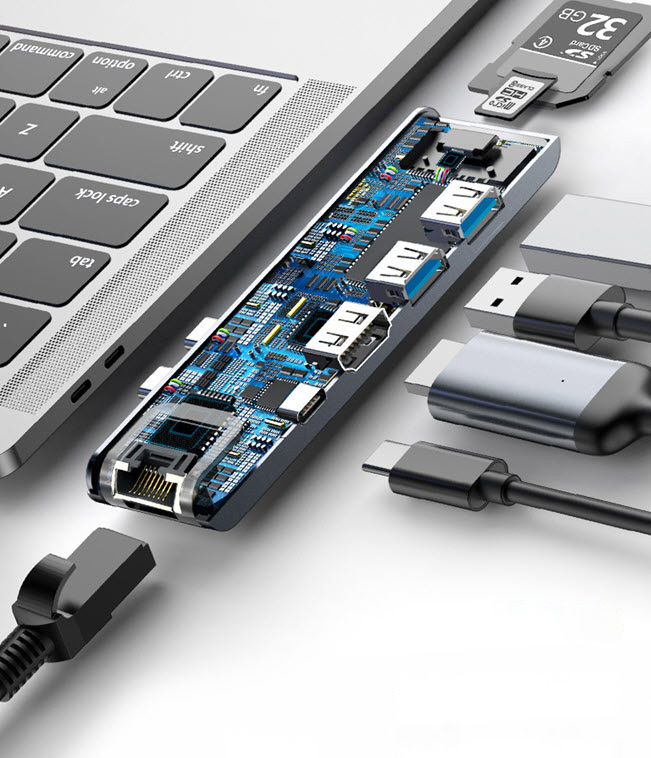Docking Station Baseus Thunderbolt CAHUB-L0G cho Macbook Pro 7 in 1