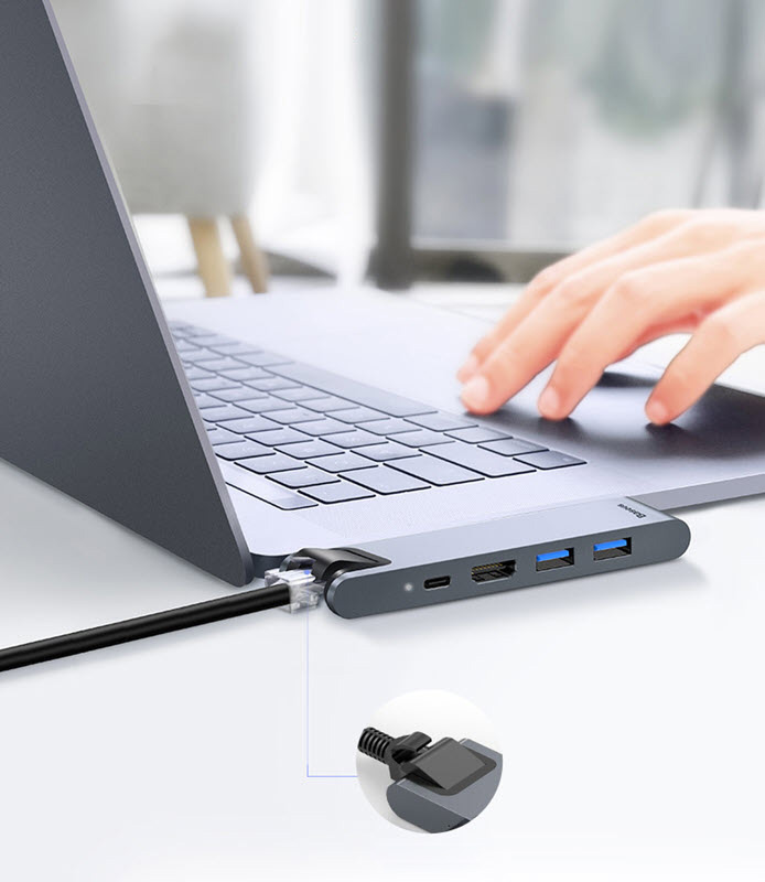 Docking Station Baseus Thunderbolt CAHUB-L0G cho Macbook Pro 7 in 1