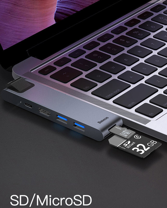 Docking Station Baseus Thunderbolt CAHUB-L0G cho Macbook Pro 7 in 1
