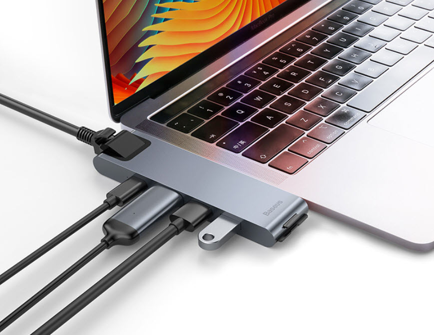 Docking Station Baseus Thunderbolt CAHUB-L0G cho Macbook Pro 7 in 1