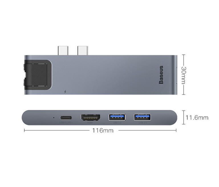 Docking Station Baseus Thunderbolt CAHUB-L0G cho Macbook Pro 7 in 1