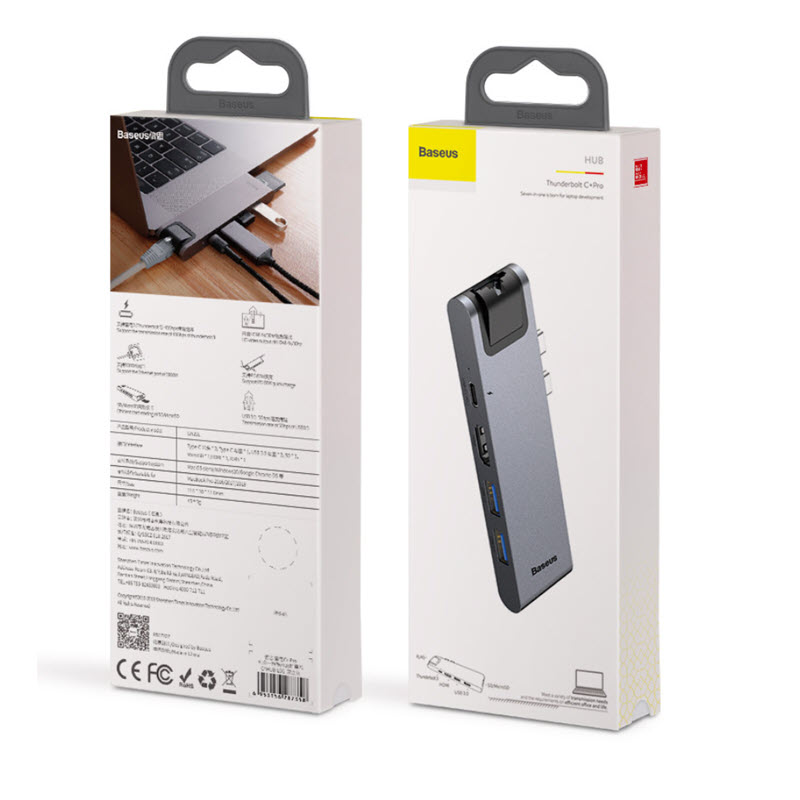 Docking Station Baseus Thunderbolt CAHUB-L0G cho Macbook Pro 7 in 1