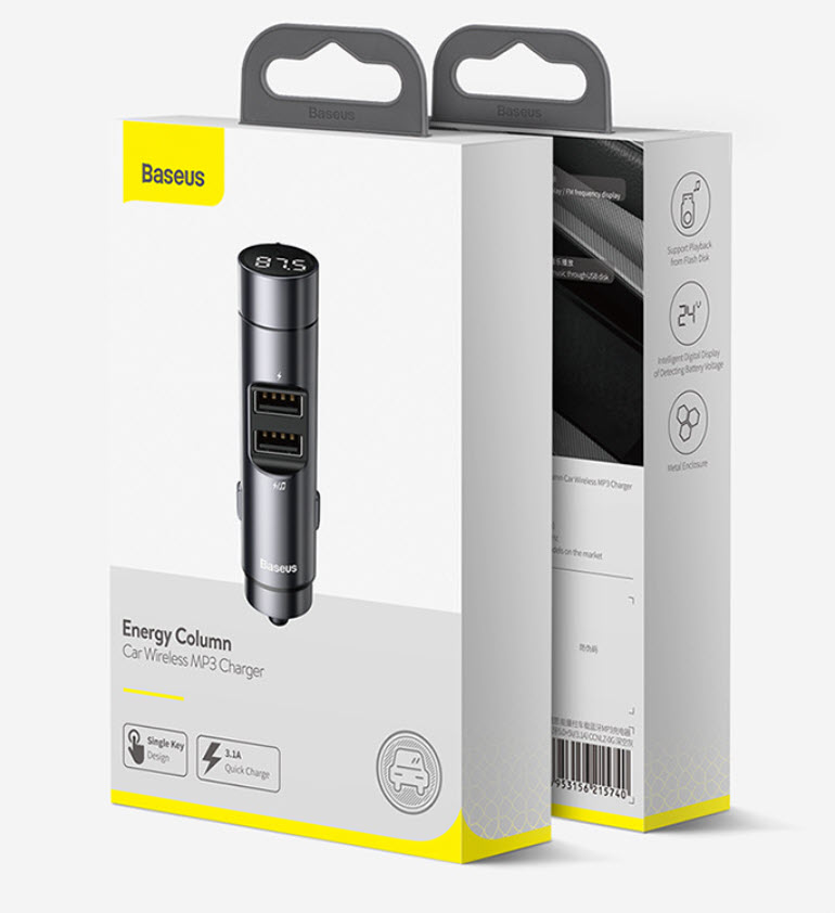 Thiết bị kết nối bluetooth 2 cổng USB3.0 cho xe hơi Baseus BS01