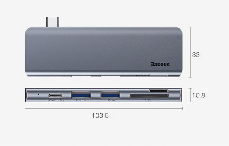 Hub bộ chia USB-C 5 in 1 Baseus UCN3266 USB3.0 SD TF Type-C