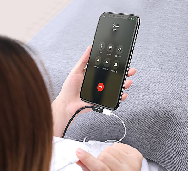 Cáp dữ liệu sạc nhanh iphone chuẩn USB3.0 hỗ trợ kết nối tai phone Baseus BSS008
