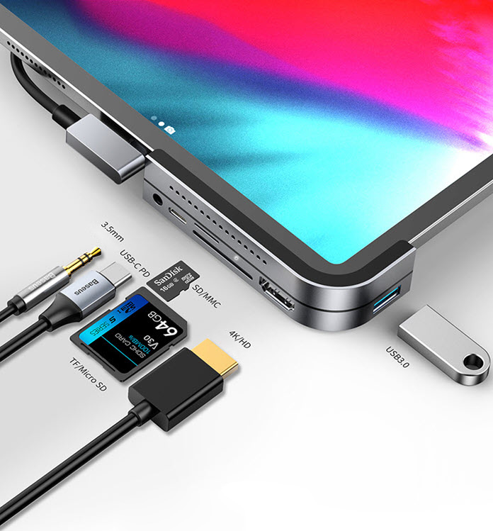 Hub bộ chia USB-C 5 in 1 Baseus GN39F cho Macbook Surface Pro/Book 2