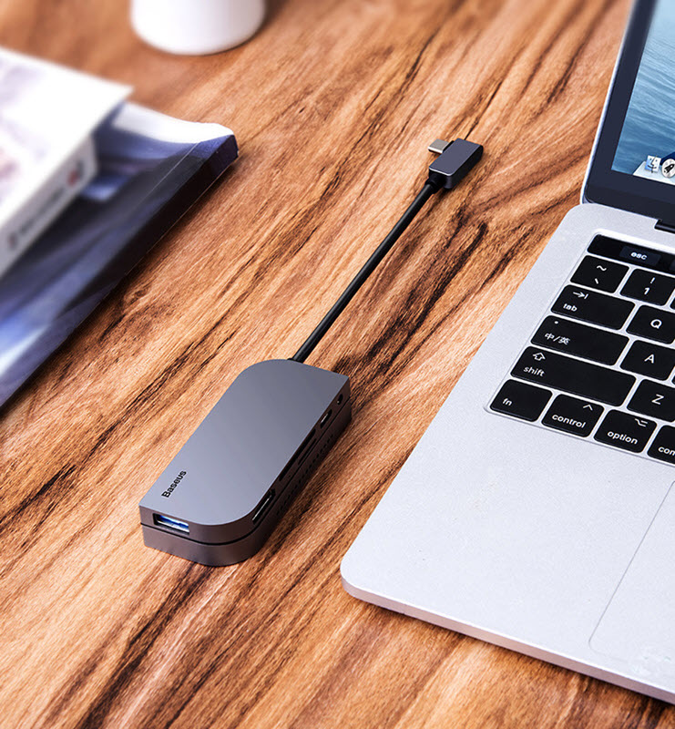 Hub bộ chia USB-C 5 in 1 Baseus GN39F cho Macbook Surface Pro/Book 2