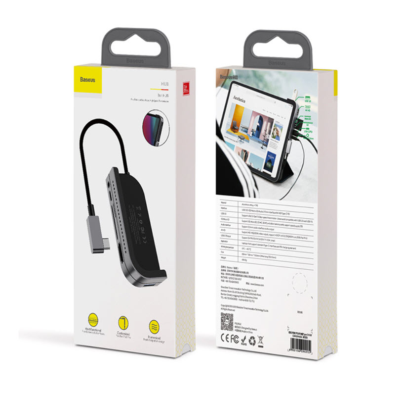 Hub bộ chia USB-C 5 in 1 Baseus GN39F cho Macbook Surface Pro/Book 2