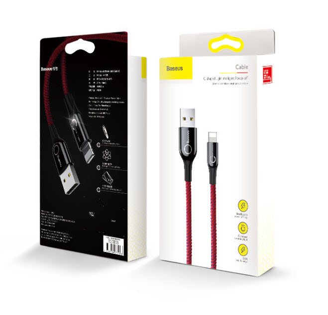 Cáp dữ liệu sạc nhanh iphone 2.4A Baseus BSS013 tự ngắt nguồn thông minh