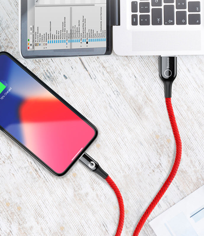 Cáp dữ liệu sạc nhanh iphone 2.4A Baseus BSS013 tự ngắt nguồn thông minh