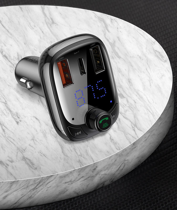 Đầu kết nối bluetooth cho xe hơi Baseus S13 cổng USB-A USB-C hỗ trợ sạc nhanh
