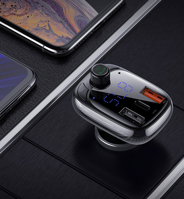 Đầu kết nối bluetooth cho xe hơi Baseus S13 cổng USB-A USB-C hỗ trợ sạc nhanh