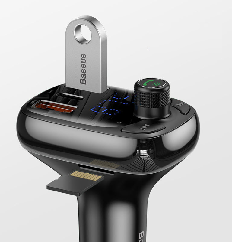 Đầu kết nối bluetooth cho xe hơi Baseus S13 cổng USB-A USB-C hỗ trợ sạc nhanh