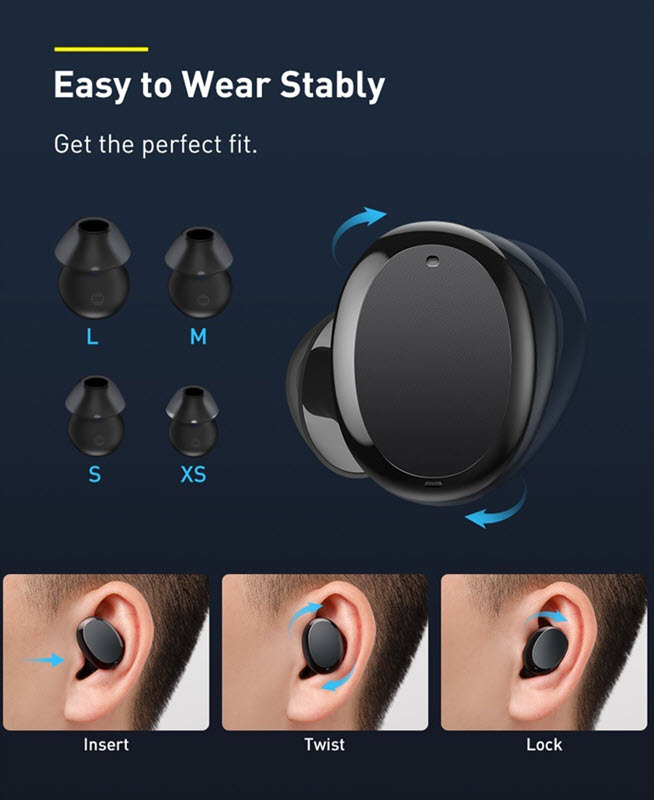 Tai nghe không dây Baseus Encok W11 bluetooth 5.0 kháng nước IPX4 điều khiển chạm