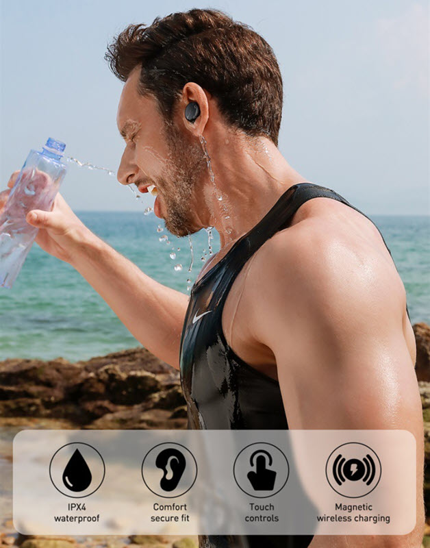Tai nghe không dây Baseus Encok W11 bluetooth 5.0 kháng nước IPX4 điều khiển chạm
