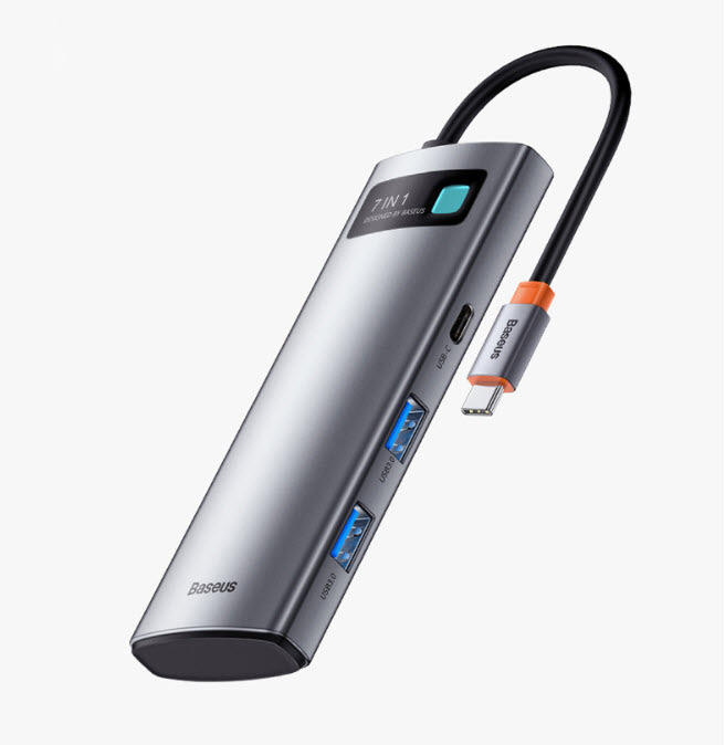 Hub bộ chia hỗ trợ sạc laptop type-C Baseus BSS035 cổng HDMI USB3.0 Type-C SD/TF card