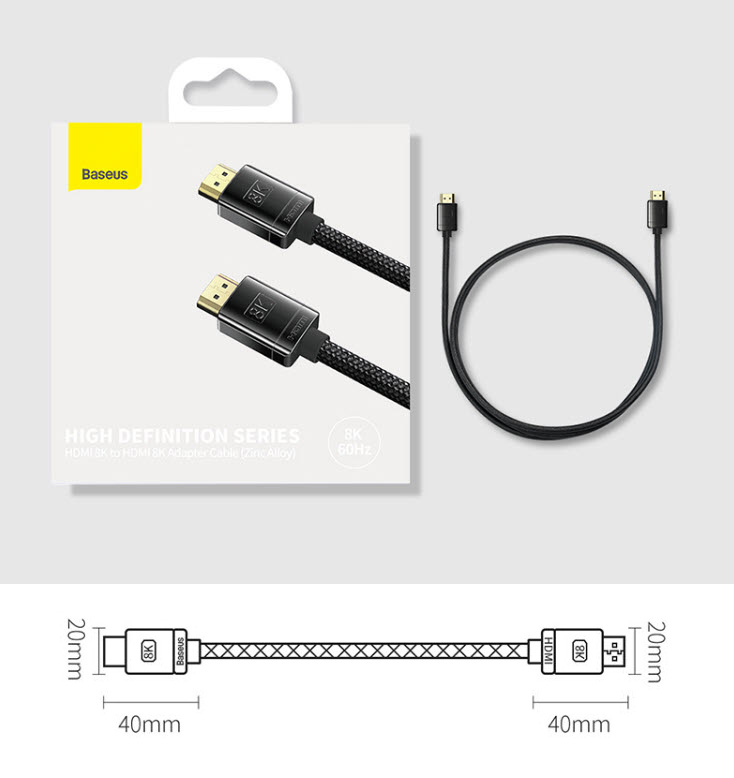 Cáp HDMI to HDMI chuẩn 2.1 hỗ trợ độ phân giải 8K/60Hz Baseus BSS036