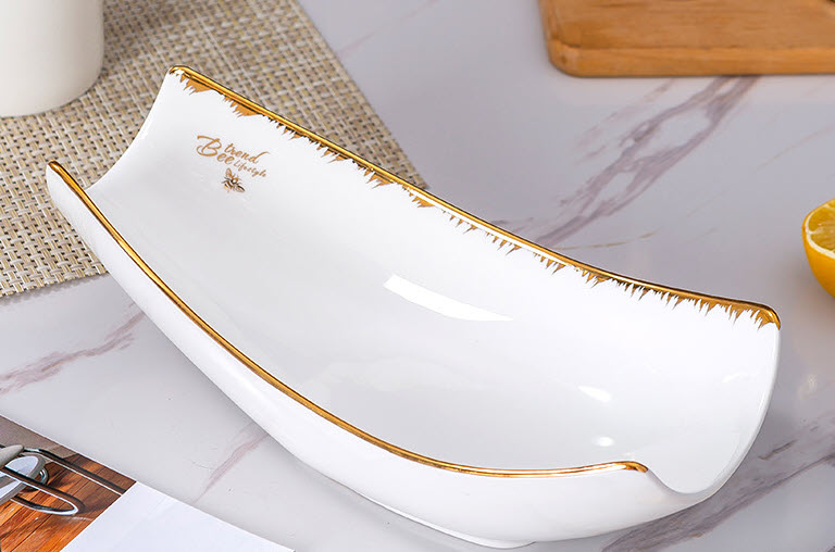 Dĩa thuyền đựng thức ăn salad gốm sứ Beiyu BY291.