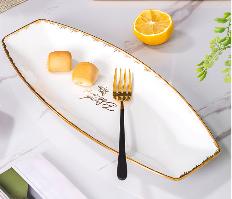 Dĩa đựng cá gốm sứ hoa văn handmade Beiyu By420.