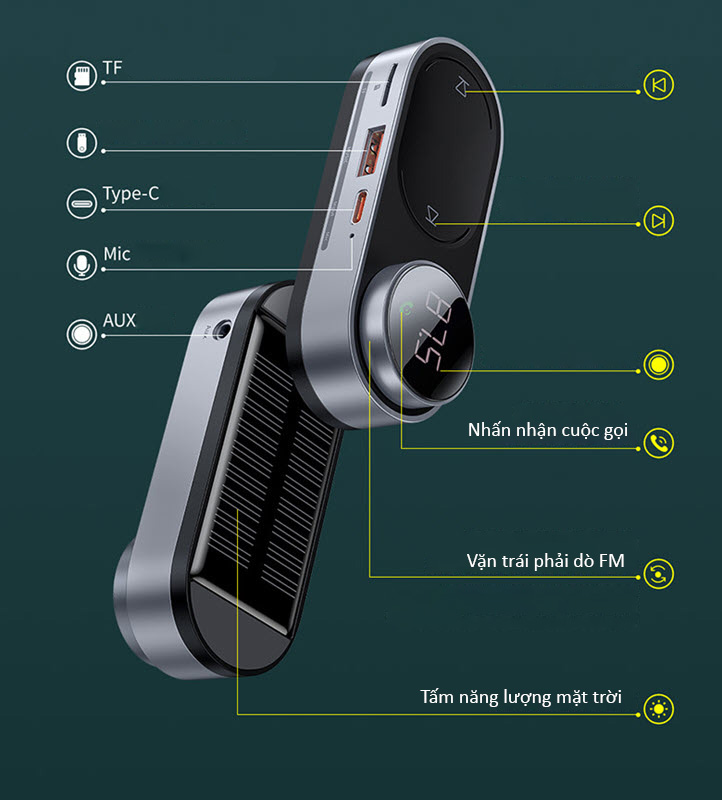 Thiết bị nhận bluetooth cho xe hơi Baseus BSS040 phát nhạc đọc thẻ nhớ