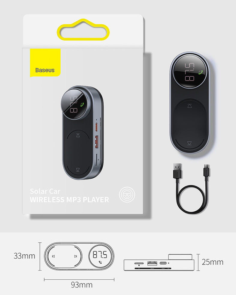 Thiết bị nhận bluetooth cho xe hơi Baseus BSS040 phát nhạc đọc thẻ nhớ