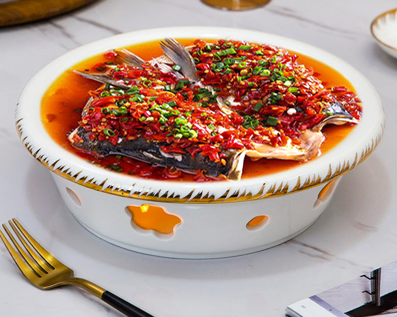 Bộ dĩa sứ hâm nóng thức ăn bằng nến Beiyu BY36