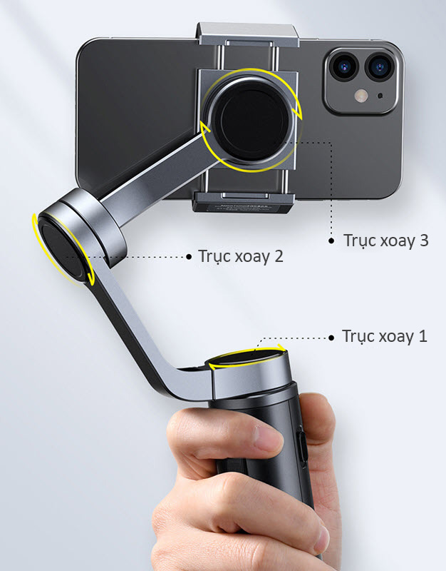 Tay cầm chống rung gimbal Baseus BC02 bám theo chuyển động kết nối bluetooth