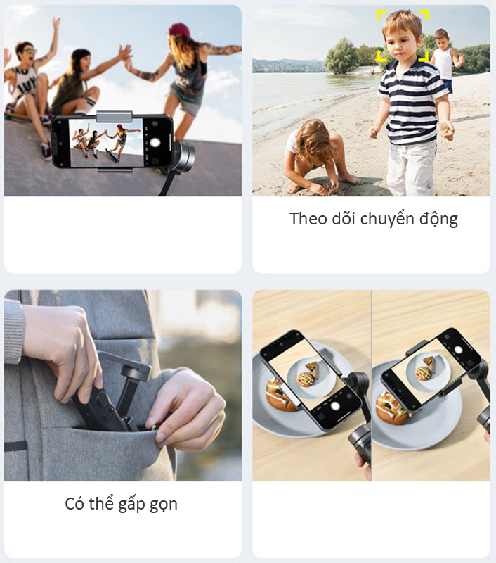 Tay cầm chống rung gimbal Baseus BC02 bám theo chuyển động kết nối bluetooth