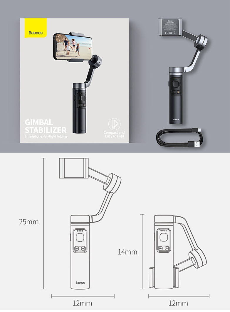 Tay cầm chống rung gimbal Baseus BC02 bám theo chuyển động kết nối bluetooth