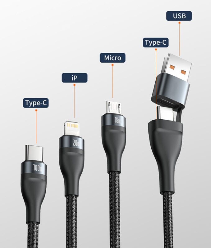 Cáp sạc nhanh 100W USB-A/C to Lightning/Micro/C 100W cho laptop điện thoại Baseus BSS050