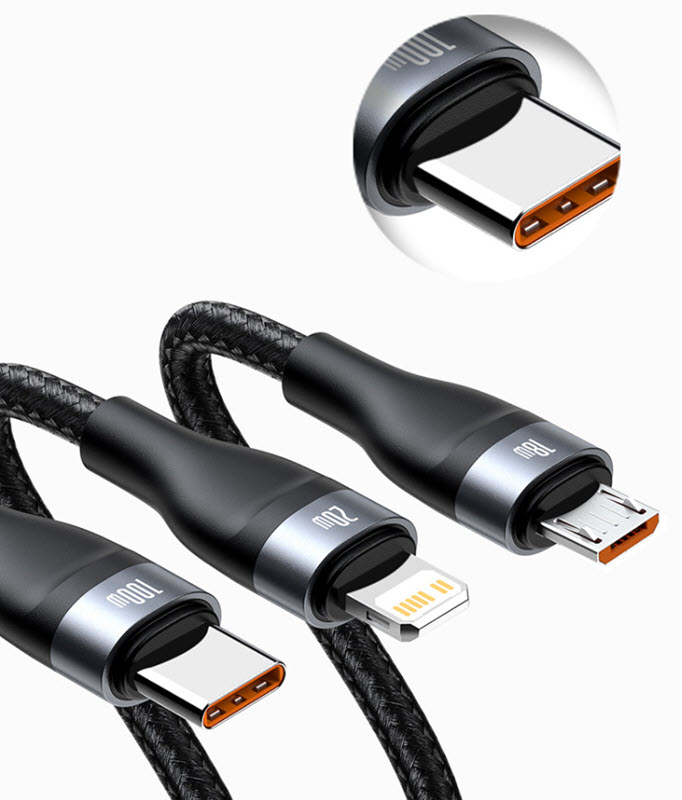 Cáp sạc nhanh 100W USB-A/C to Lightning/Micro/C 100W cho laptop điện thoại Baseus BSS050