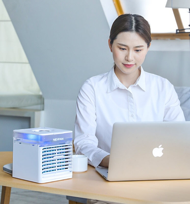Quạt hơi nước mini để bàn 3 tốc độ gió pin sạc có đèn UV Nexfan NF001