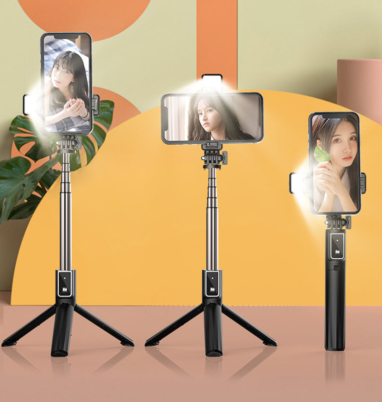 Gậy selfie có remote chụp bluetooth kèm đèn Led OEM P04L-1